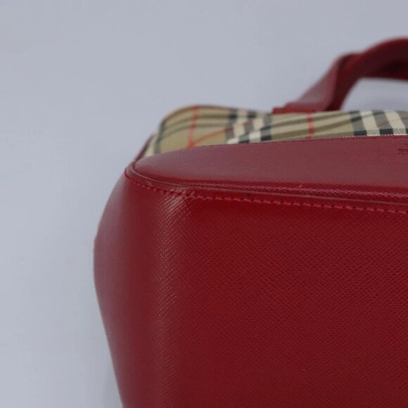 BURBERRY Nova Check Hand Bag Canvas Beige Red - Picture 8 of 16